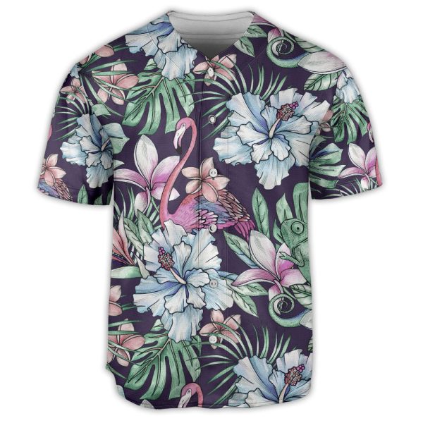 Flamingo Colorful Tropical Vibe Baseball Jersey For Men and Women Jezsport.com