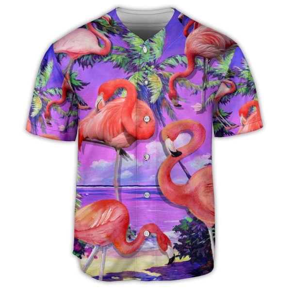 Flamingo Coconut Beach Summer Vibe Baseball Jersey For Men and Women Jezsport.com