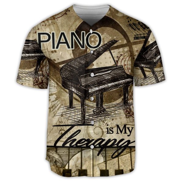 Piano Music Is My Therapy Lover Art Style Baseball Jersey For Men and Women Jezsport.com