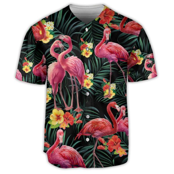 Flamingo Flowers Tropical Art Vibe Baseball Jersey For Men and Women Jezsport.com