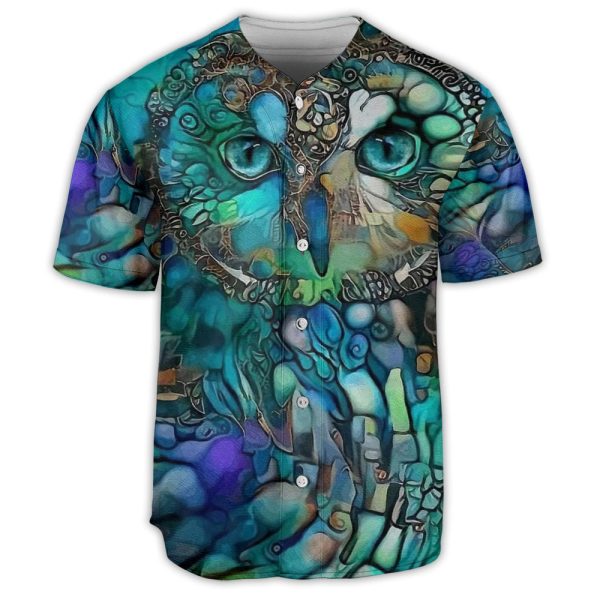 Owl Glass Art Style Baseball Jersey For Men and Women Jezsport.com