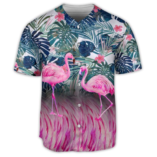 Flamingo Lover Leaf Tropical Baseball Jersey For Men and Women Jezsport.com