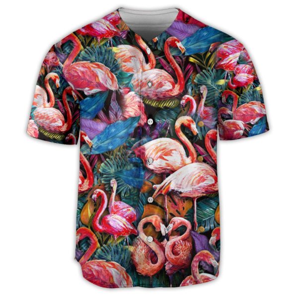 Flamingo And Flower Colorful In Tropical Baseball Jersey For Men and Women Jezsport.com