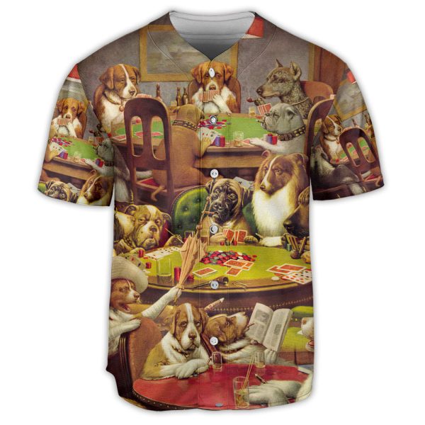 Dog Casino Art Vintage Baseball Jersey For Men and Women Jezsport.com