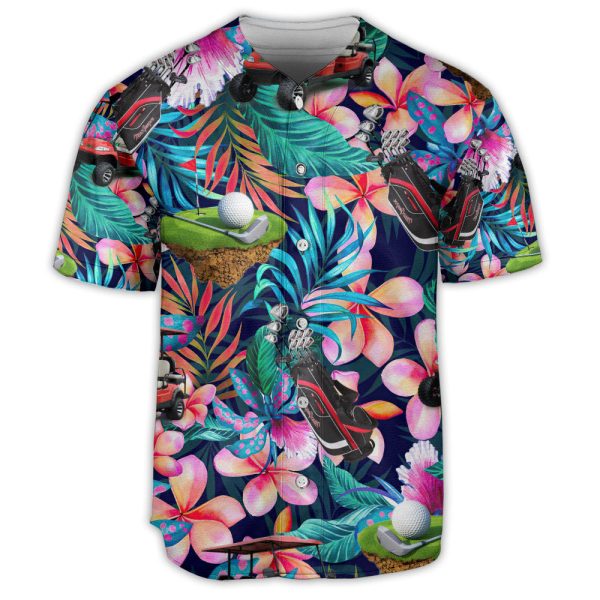 Golf Flower Tropical Vibe Art Style Baseball Jersey For Men and Women Jezsport.com