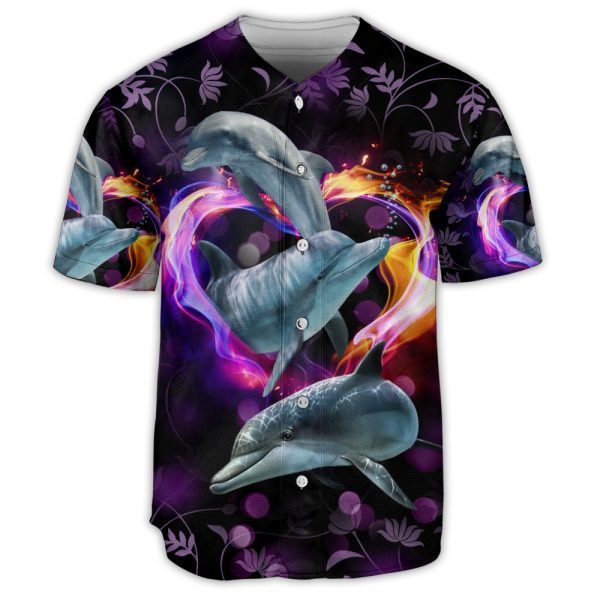 Dolphin Colorful Heart Shape Art Baseball Jersey For Men and Women Jezsport.com