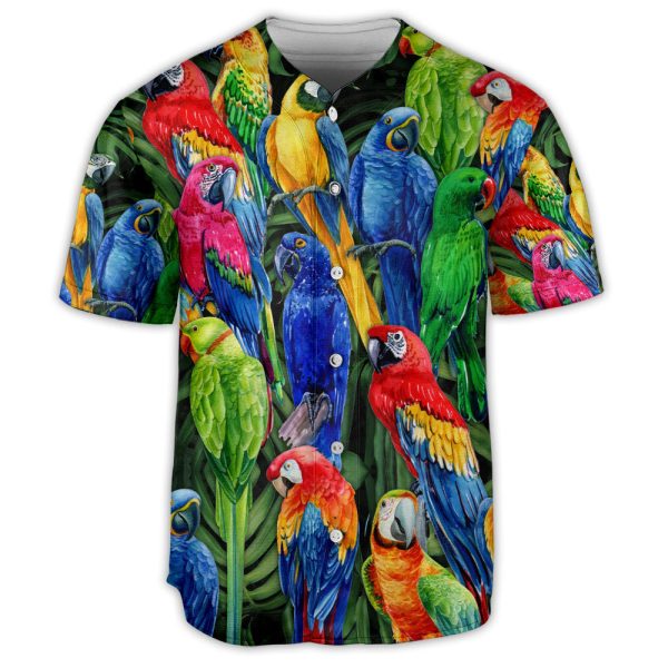 Parrot Family Colorful Tropical Vibe Baseball Jersey For Men and Women Jezsport.com