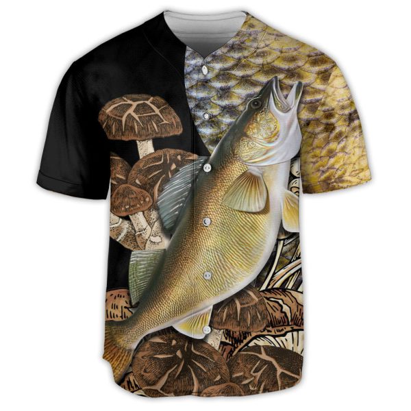 Fishing And Mushroom Art Style Baseball Jersey For Men and Women Jezsport.com