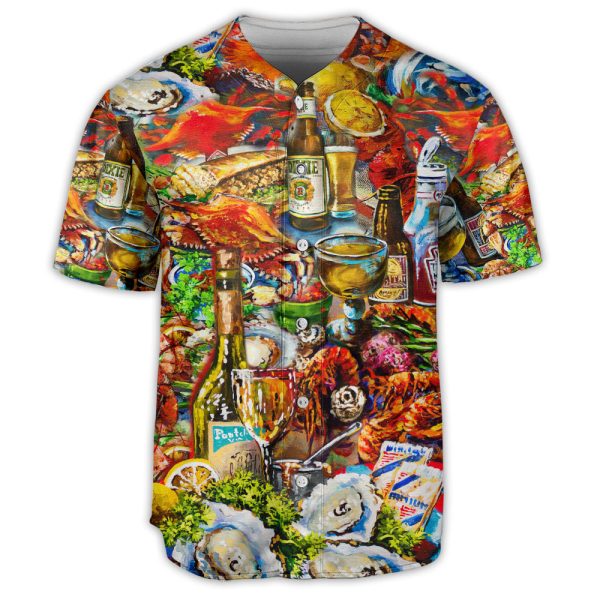 Food Beer And Seafood Art Lover Baseball Jersey For Men and Women Jezsport.com