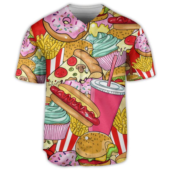 Food Fast Food Art Lover Baseball Jersey For Men and Women Jezsport.com