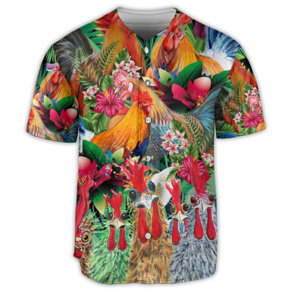 Chicken And Flower Tropical Vibe Baseball Jersey For Men and Women Jezsport.com