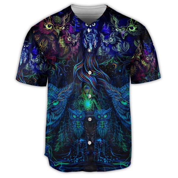 Owl Hippie Nightmare Art Baseball Jersey For Men and Women Jezsport.com