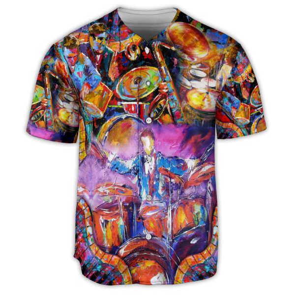 Drum Neon Colorful Style Art Baseball Jersey For Men and Women Jezsport.com