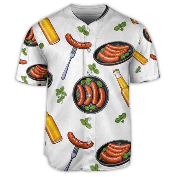 Food Sausage And Beer Lover Art Style Baseball Jersey For Men and Women Jezsport.com