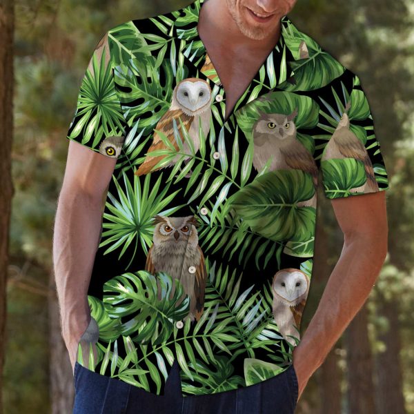 Owl Green Tropical Leaves Hawaii Shirt, Summer Shirt For Men and Women Jezsport.com