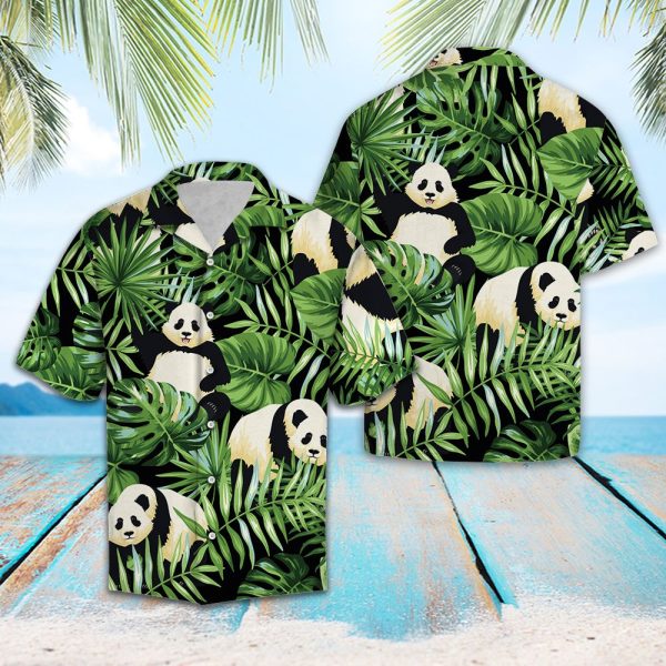 Panda Green Tropical Leaves Hawaii Shirt, Summer Shirt For Men and Women Jezsport.com