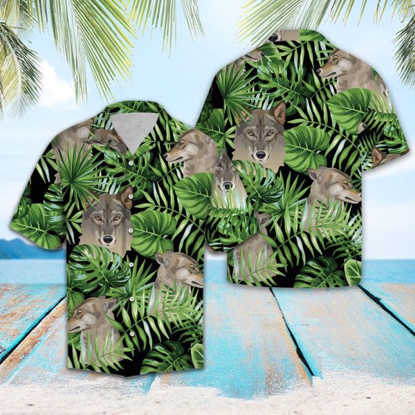 Wolf Green Tropical Leaves Hawaii Shirt Summer Shirt For Men and Women Jezsport.com