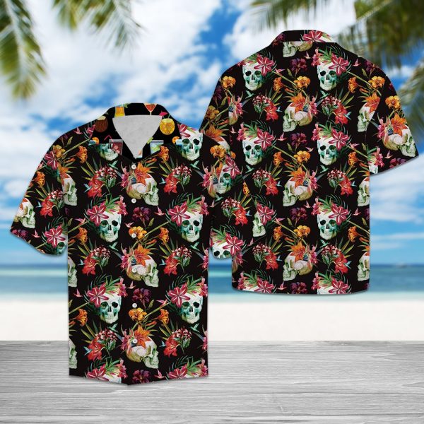 Skull Tropical Hawaii Shirt Summer Shirt For Men and Women Jezsport.com