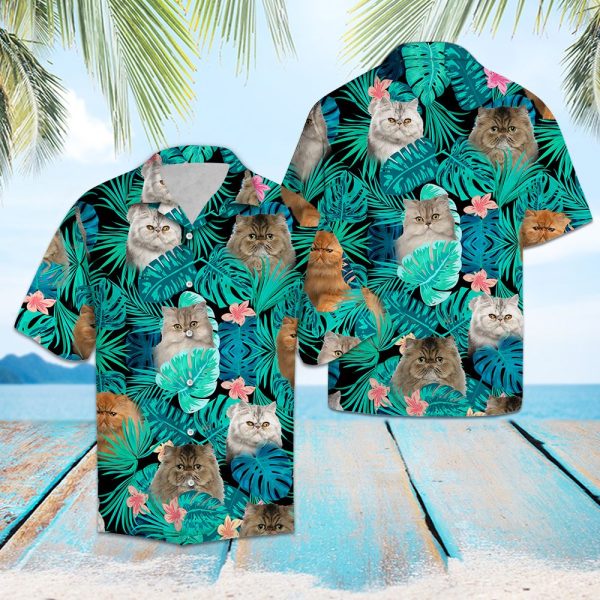 Tropical Persian Cat Hawaii Shirt Summer Shirt For Men and Women Jezsport.com