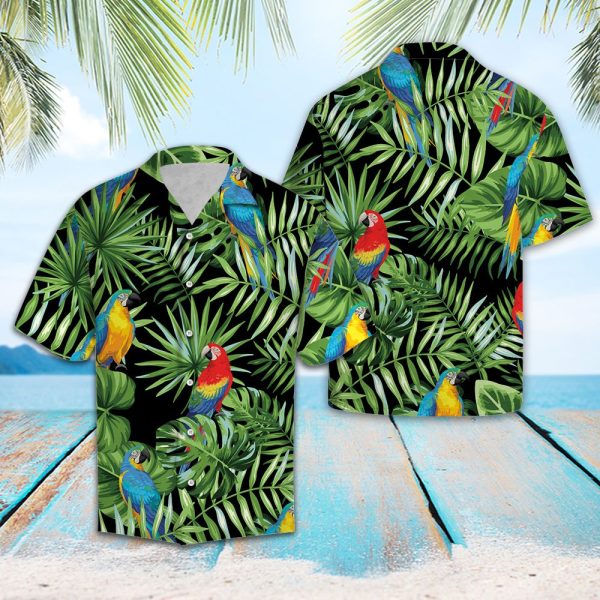 Parrot Green Tropical Hawaii Shirt, Summer Shirt For Men and Women Jezsport.com