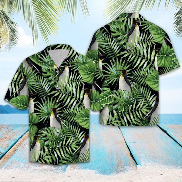 Penguin Green Tropical Hawaii Shirt, Summer Shirt For Men and Women Jezsport.com