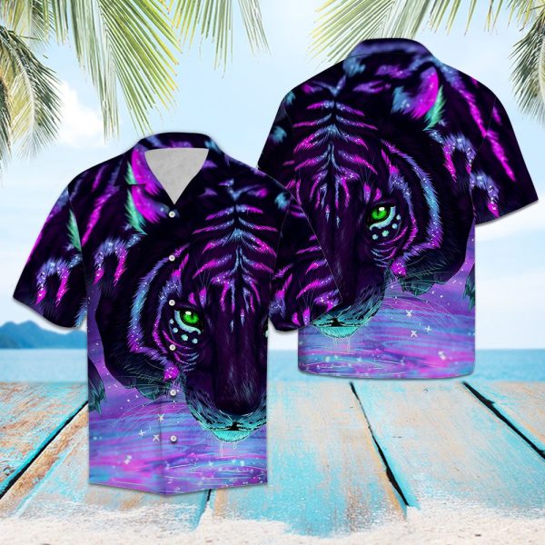 Purple Tiger Hawaii Shirt Summer Shirt For Men and Women Jezsport.com