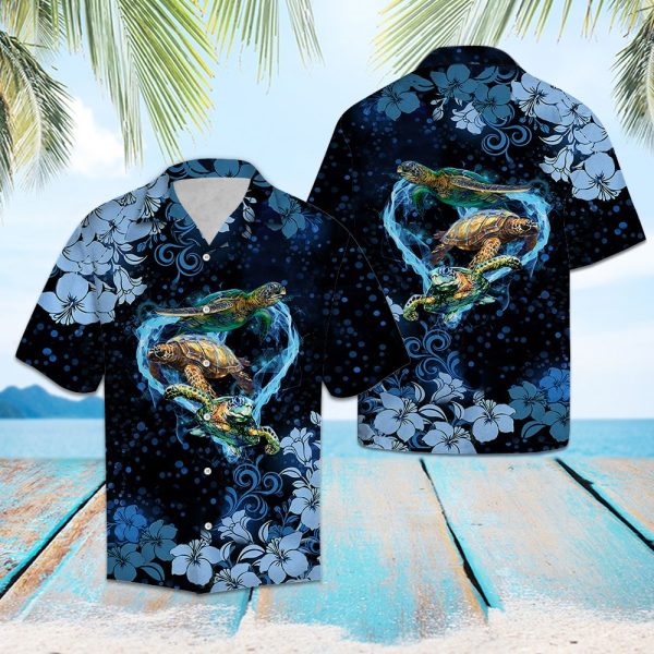 Turtle Flower Hawaii Shirt Summer Shirt For Men and Women Jezsport.com