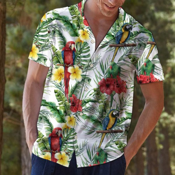 Parrot Hibiscus Flowers Tropical Hawaii Shirt, Summer Shirt For Men and Women Jezsport.com