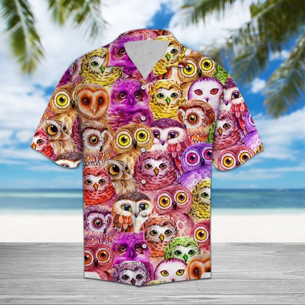 Owl Color Hawaii Shirt, Summer Shirt For Men and Women Jezsport.com