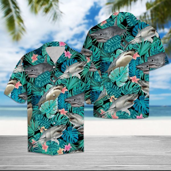 Shark Tropical Hawaii Shirt Summer Shirt For Men and Women Jezsport.com