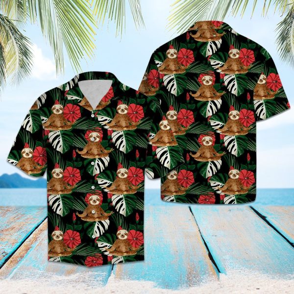 Sloth Hibiscus Flower Hawaii Shirt Summer Shirt For Men and Women Jezsport.com