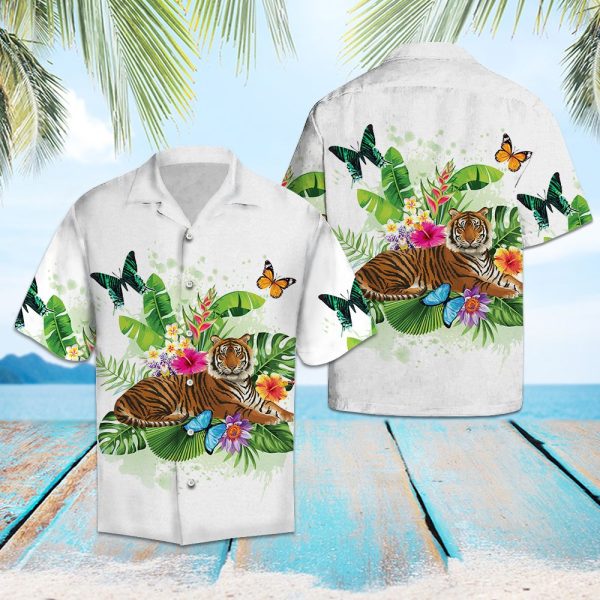 Tiger Butterfly Tropical Hawaii Shirt Summer Shirt For Men and Women Jezsport.com