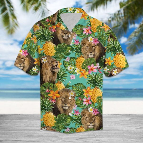 Tropical Pineapple Lion Hawaii Shirt Summer Shirt For Men and Women Jezsport.com