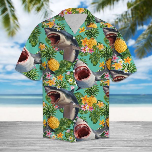 Tropical Pineapple Shark Hawaii Shirt Summer Shirt For Men and Women Jezsport.com