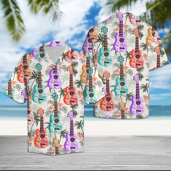 Ukulele Tropical Vintage Hawaii Shirt Summer Shirt For Men and Women Jezsport.com