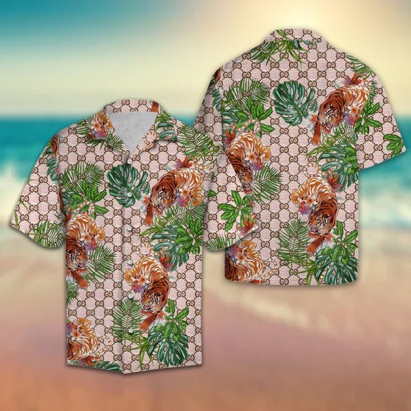 Tiger Tropical Hawaii Shirt Summer Shirt For Men and Women Jezsport.com