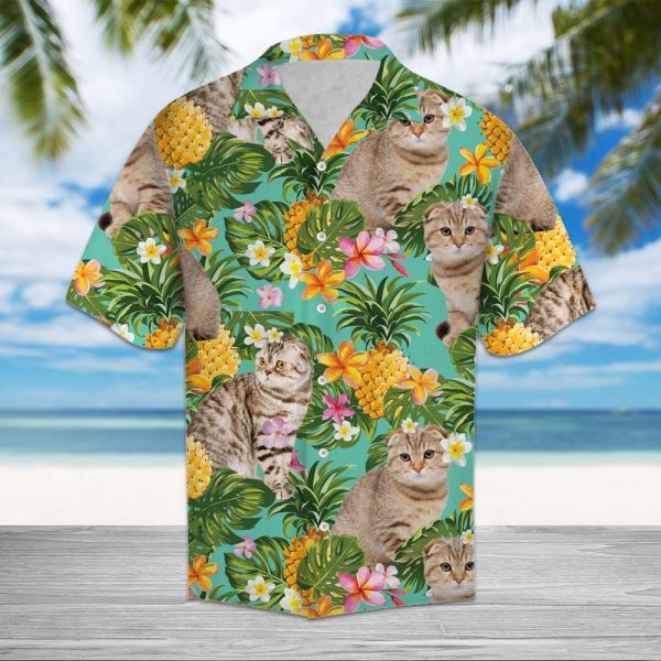 Tropical Pineapple Scottish Fold Hawaii Shirt Summer Shirt For Men and Women Jezsport.com