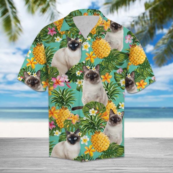 Tropical Pineapple Siamese Hawaii Shirt Summer Shirt For Men and Women Jezsport.com