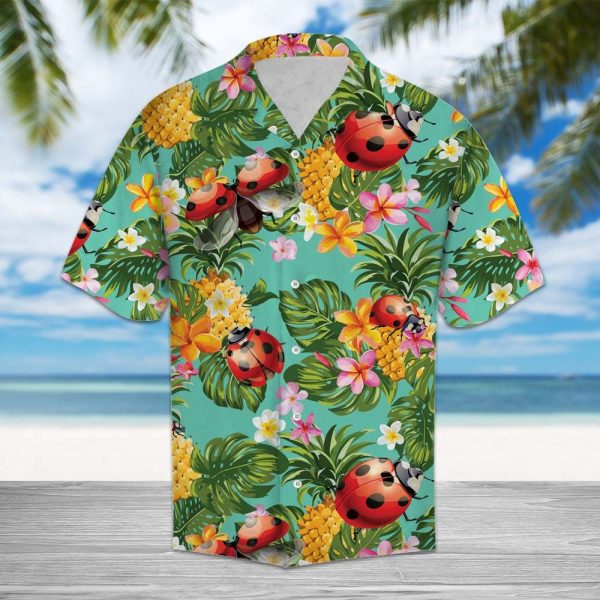 Tropical Pineapple Ladybug Hawaii Shirt Summer Shirt For Men and Women Jezsport.com