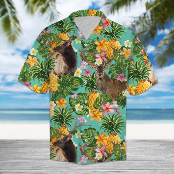 Tropical Pineapple Reindeer Hawaii Shirt Summer Shirt For Men and Women Jezsport.com