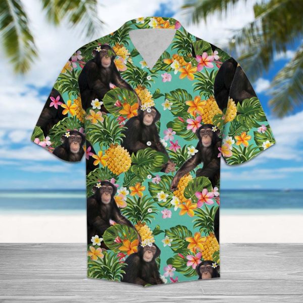 Tropical Pineapple Chimpanzee Hawaii Shirt Summer Shirt For Men and Women Jezsport.com