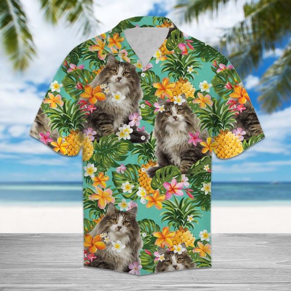 Tropical Pineapple Norwegian Forest cat Hawaii Shirt Summer Shirt For Men and Women Jezsport.com