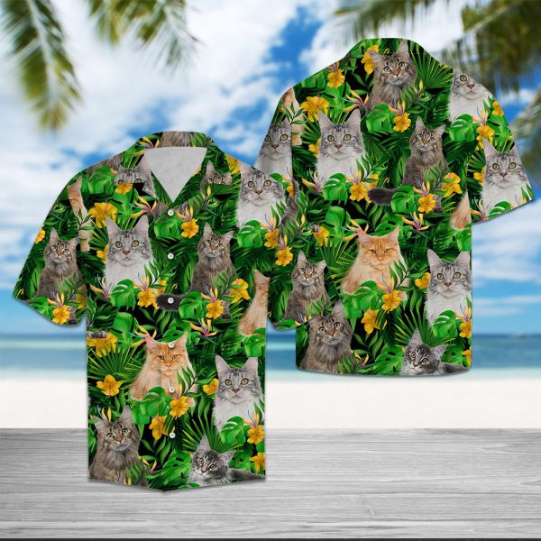 Maine Coon Tropical Wild Flowers Hawaii Shirt, Summer Shirt For Men and Women Jezsport.com