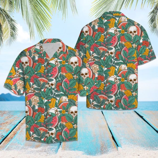 Skull Watermelon Tropical Hawaii Shirt Summer Shirt For Men and Women Jezsport.com