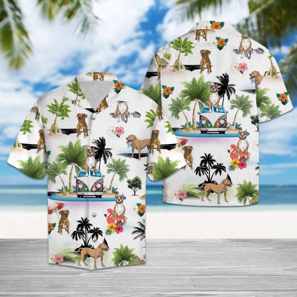 Staffordshire Bull Terrier Vacation Hawaii Shirt Summer Shirt For Men and Women Jezsport.com