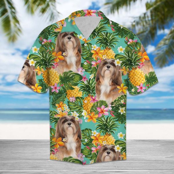 Tropical Pineapple Lhasa Apso Hawaii Shirt Summer Shirt For Men and Women Jezsport.com