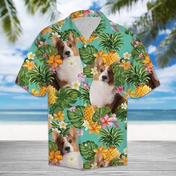 Tropical Pineapple Cardigan Welsh Corgi Hawaii Shirt Summer Shirt For Men and Women Jezsport.com