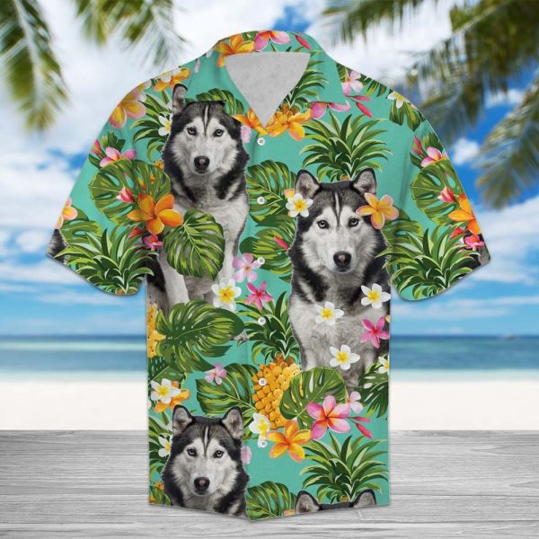 Tropical Pineapple Siberian Husky Hawaii Shirt Summer Shirt For Men and Women Jezsport.com