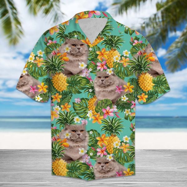 Tropical Pineapple British Longhair Hawaii Shirt Summer Shirt For Men and Women Jezsport.com