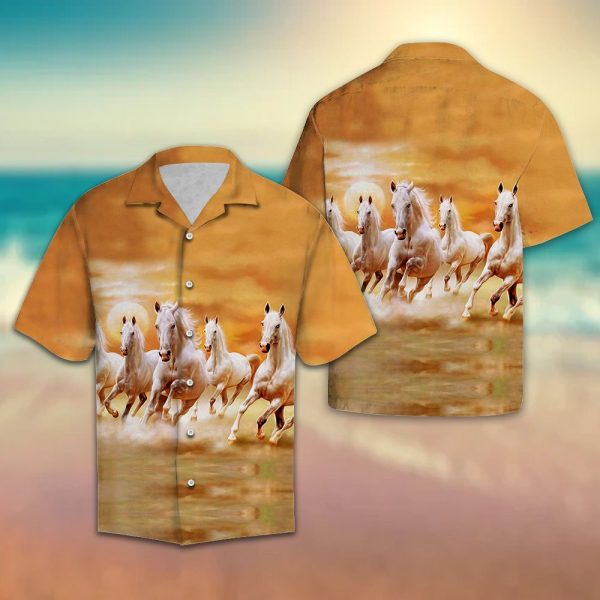 White Horses Hawaii Shirt Summer Shirt For Men and Women Jezsport.com